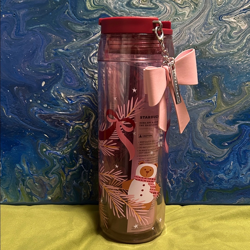 Starbucks Red and Pink Holiday bear Tumbler 16oz